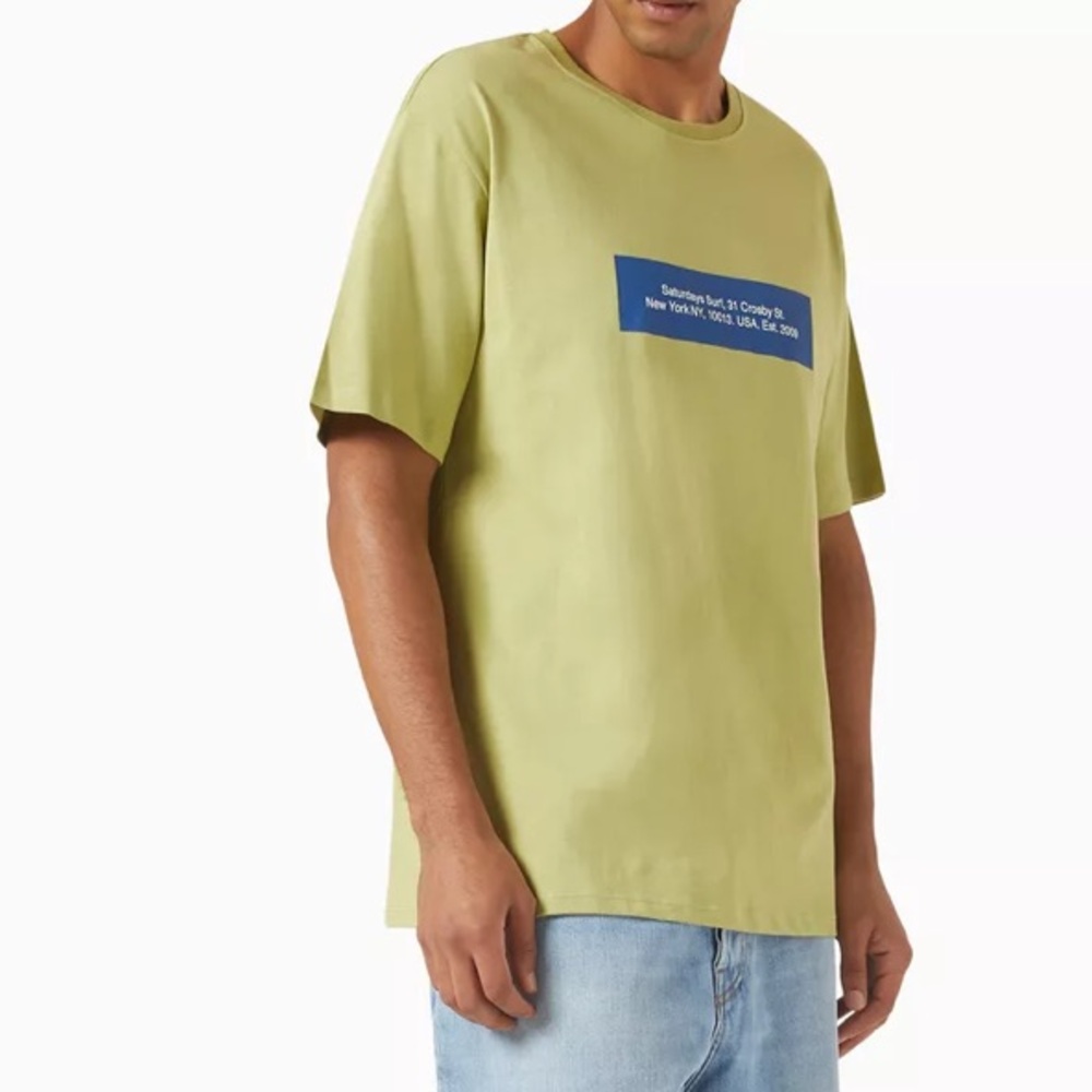 SATURDAYS NYC Saturdays Green Block T-shirt in Cotton Size XL - Picture 2 of 5